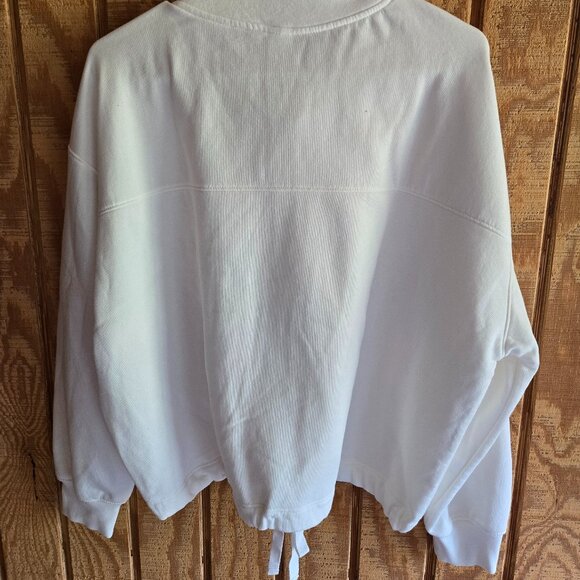 Old Navy Ivory Woman's Size Medium Sweatshirt Dynamic Fleece Gold Logo [B] - Picture 2 of 4